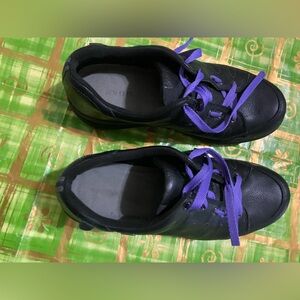 Aravon womens  non slip leather  black comfort shoes US 8.5